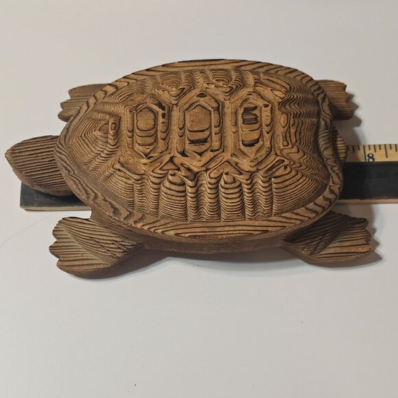 Vintage Sea Turtle / Tortoise Shaped Wooden Incense Box Trinket Storage - Picture 11 of 13